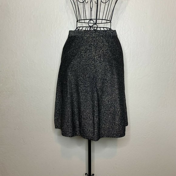 Nanette Lepore Black Gold Metallic Elastic Waist A-line Skirt - Picture 1 of 7